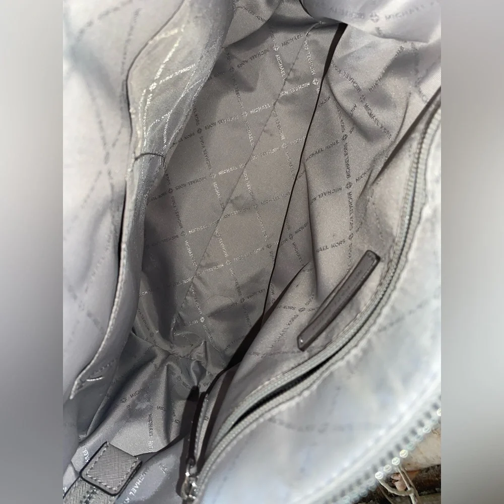 Michael Kors Light Gray Ciara Large Saffiano Leather Satchel - Picture 13 of 16